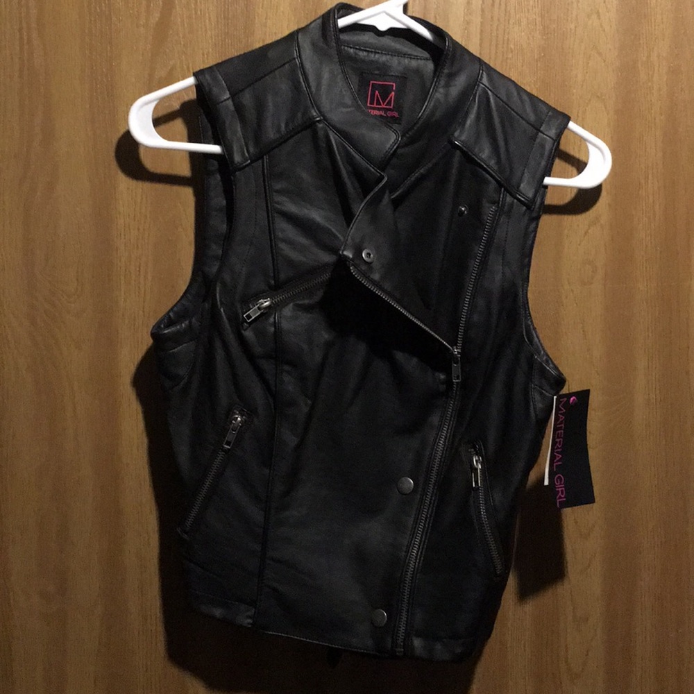 Black faux leather vest